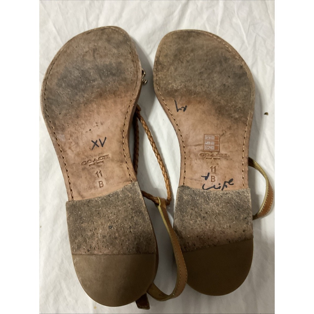 Coach Karessa Lobster brown Vegetable Leather Thong Slingback Sandal Sz11B - Picture 5 of 5